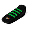 Black and green waterproof gripper seat cover for a Sur-Ron Light Bee X S electric vehicle.