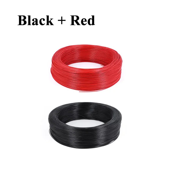 A coil of black and red flexible LED wire for heating applications.