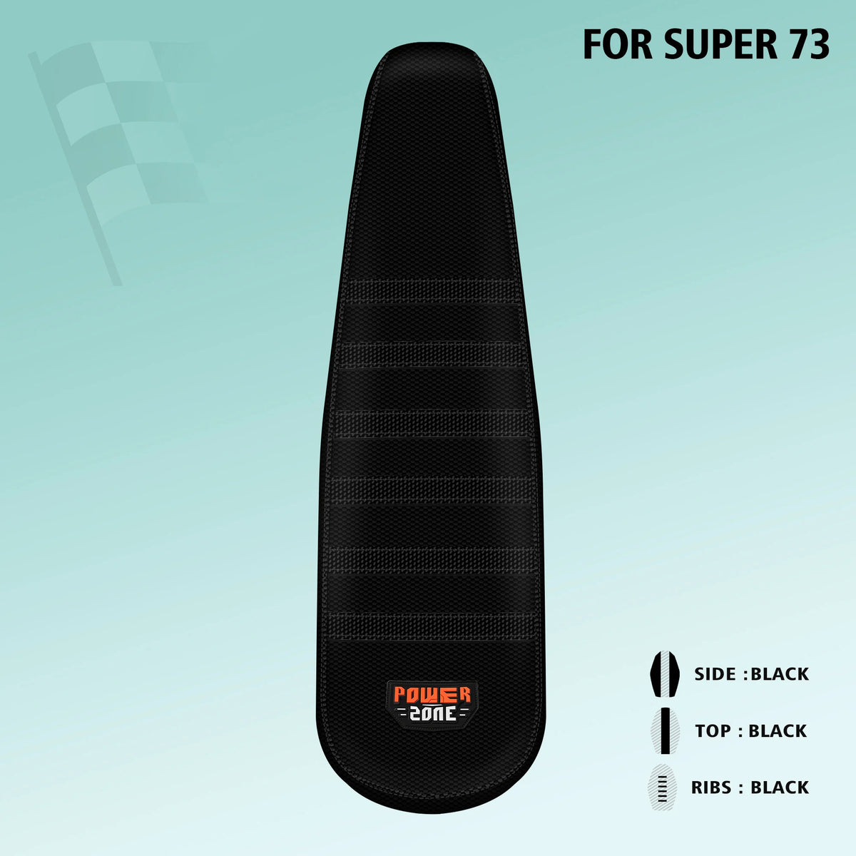 Black ribbed gripper seat cover for Super 73