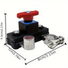 A black and red universal car battery cut-off switch with a silver threaded connection.