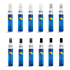 A row of Car Touch-Up Paint Pens in various colors and tips, shown standing upright.