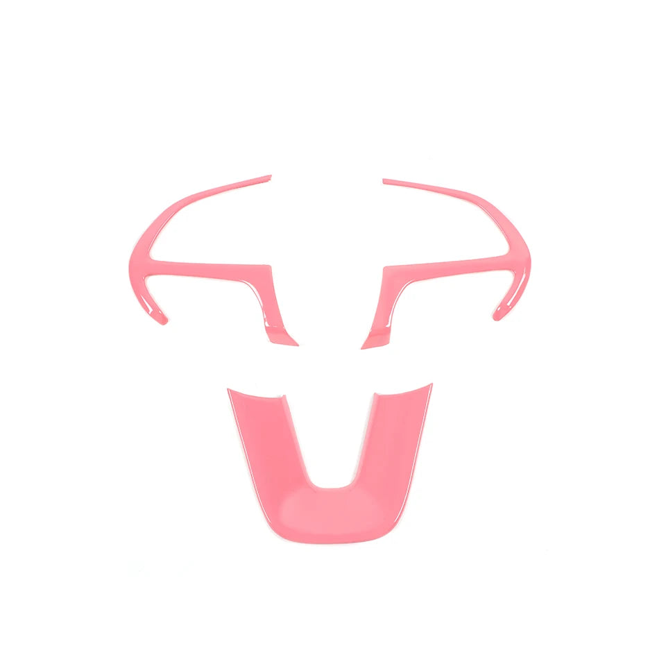 A pink universal car steering wheel decoration cover.