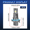 Product display showing an H13 LED headlight bulb with dimensions 2.0cm and 8.6cm.