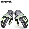 Une paire de gants de moto FastGoose noir et jaune néon sur fond blanc.