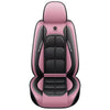 A pink and black universal leather car seat cover with stitching details.