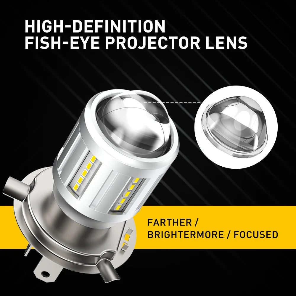 High-definition fish-eye projector lens for motorcycle headlights