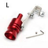 A red universal turbo exhaust whistle with a metal mounting bracket and stud.