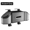 Organisateur de siège de voiture rectangulaire gris avec compartiment de rangement et panneaux latéraux.