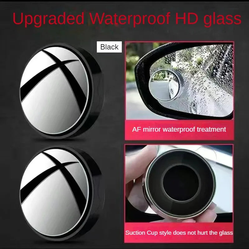 Black upgraded waterproof HD glass suction cup rearview mirror for blind spot