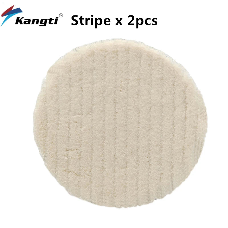 Zwei beige, schwere Polier-Schaumstoff-Bufferpads in kreisförmiger Ansicht.