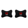 Black Mazda car headrest seat belt shoulder pad with a red Mazda logo