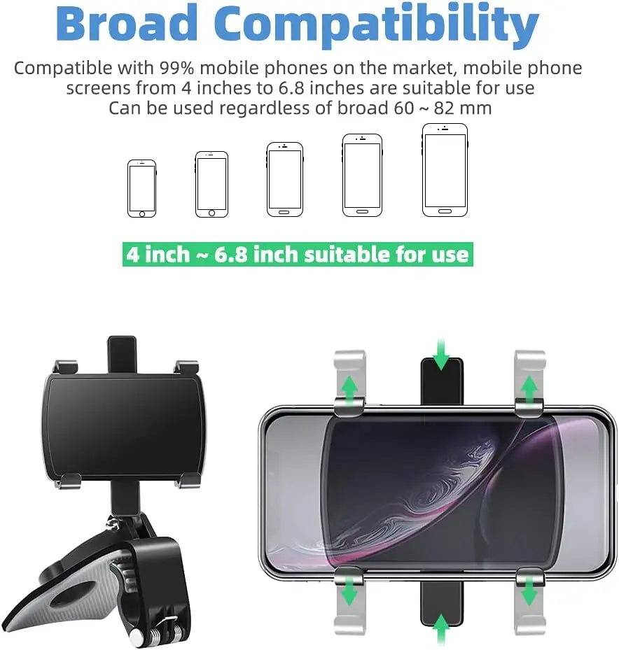 Soporte universal para teléfono de coche negro giratorio 360°