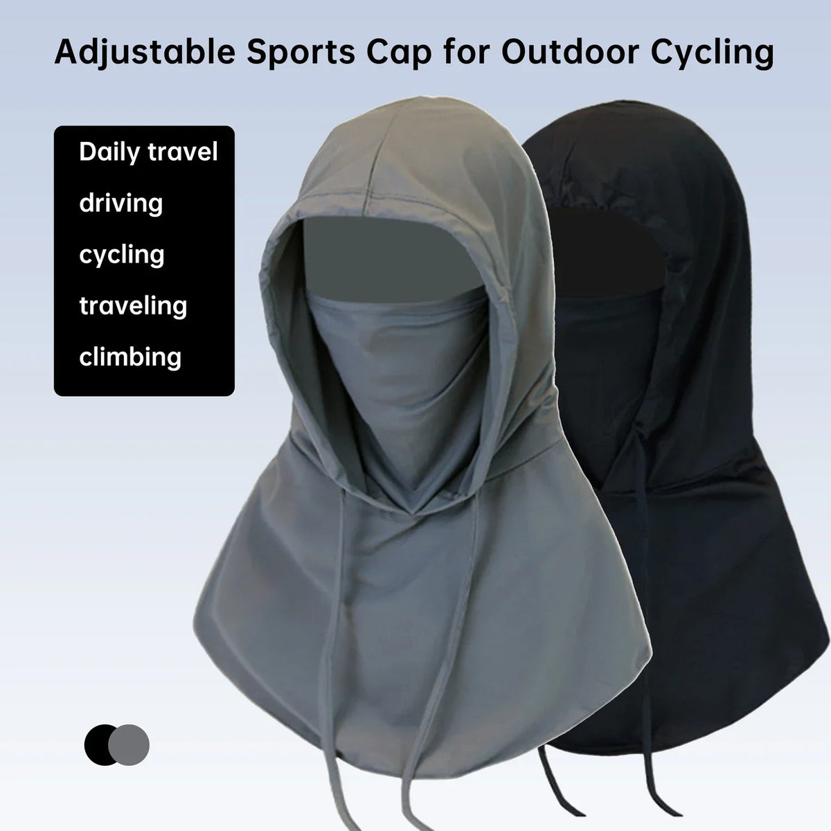 Gray and black adjustable sports cap for outdoor cycling and daily travel use