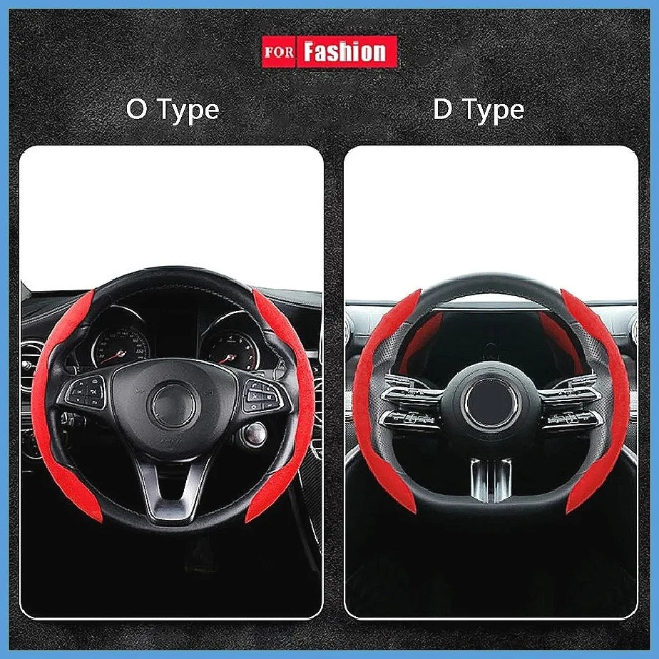 Comparison of O Type and D Type suede car steering wheel covers for fashion