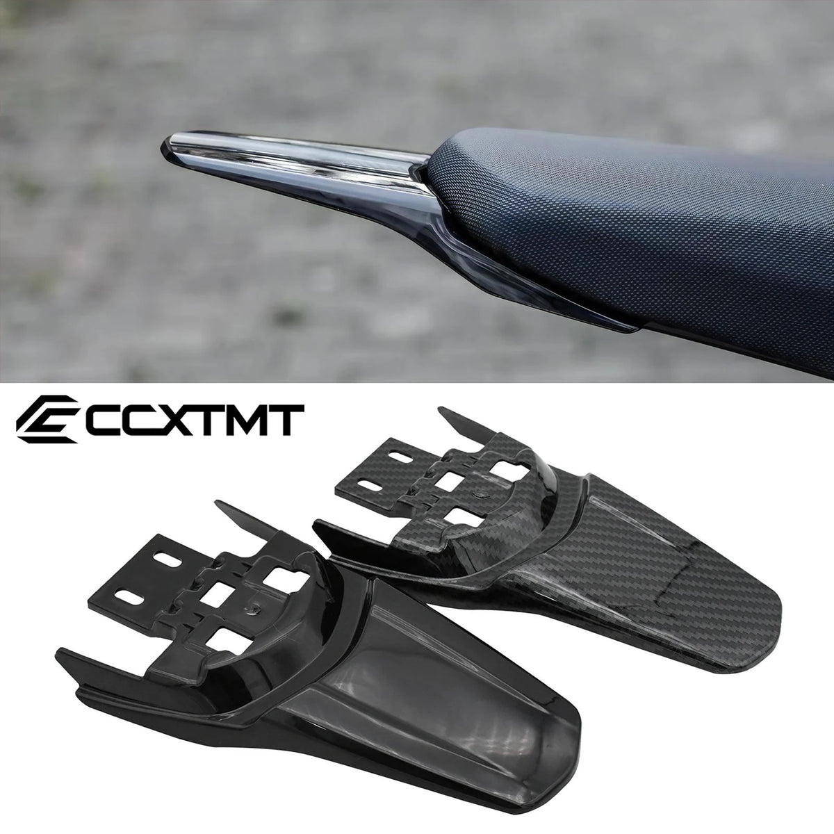 Black universal motocross bike rear fender mudguard with a textured finish