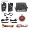 A set of remote engine start and keyless entry car alarm system components including a fob, a housing unit, a start engine st