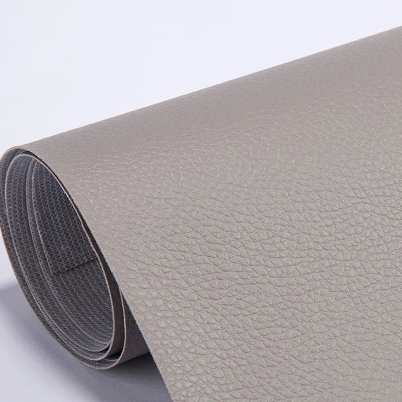 Rollo de parches autoadhesivos de cuero PU gris para reparar sofás y bolsos