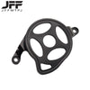 Black motorcycle engine case protector cover with multiple circular openings