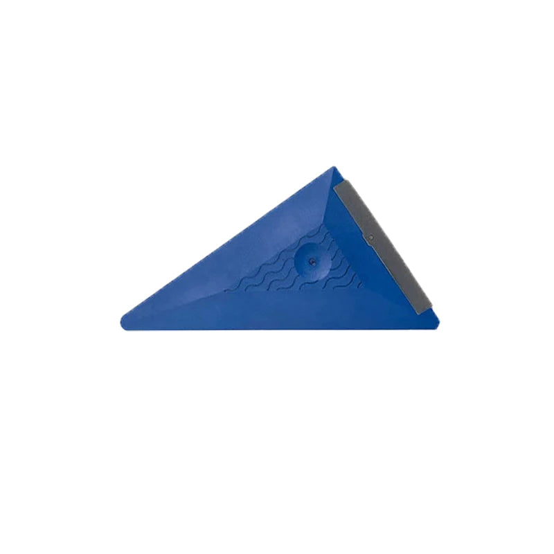 A blue multi-edge triangle squeegee tool used for vinyl wrap and window tinting.
