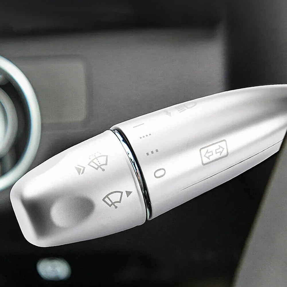 Close-up of a silver replacement Wiper Shift Lever Cover for a Mercedes S-Class vehicle.