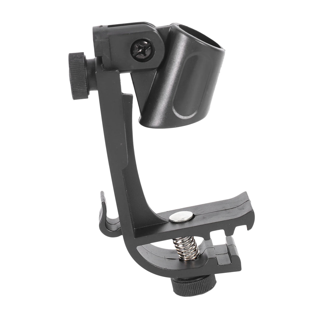 A black shockproof microphone clip designed for mounting on drums and instruments.
