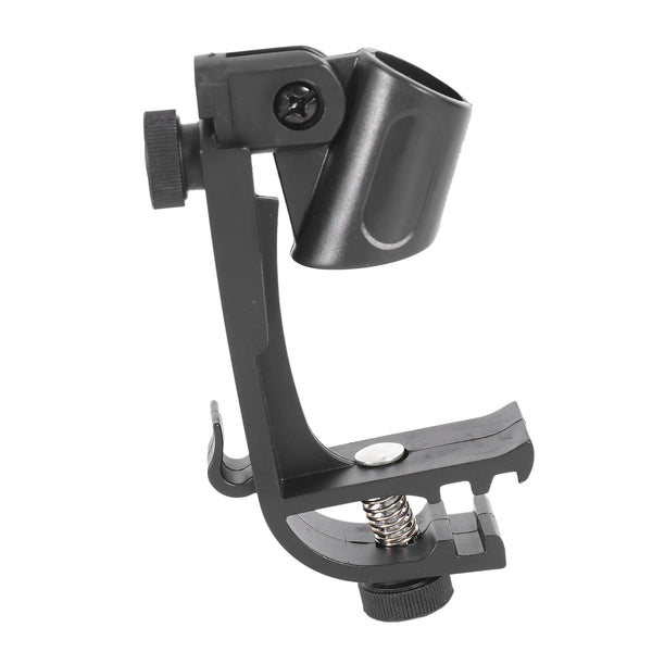 A black shockproof microphone clip designed for mounting on drums and instruments.