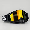 Black off-road motorcycle riding goggles with yellow and amber tinted lenses