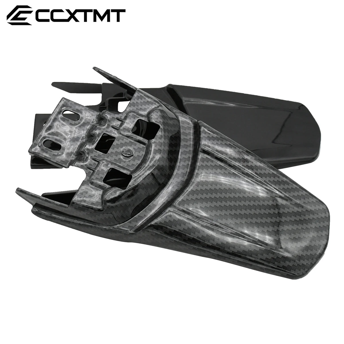 Black universal motocross bike rear fender mudguard with a textured finish