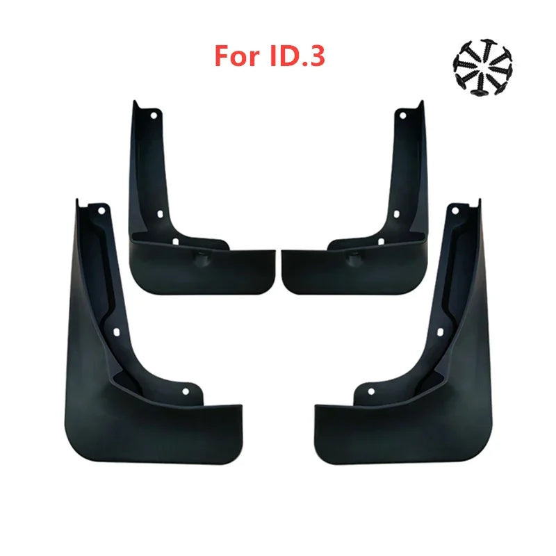 Set of black ABS mud flaps for VW ID.3 vehicle