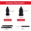 Black rubber tire repair stud kit showing various sizes and dimensions of the tool.
