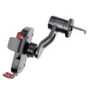 A black universal car phone mount with a gravity lock mechanism.
