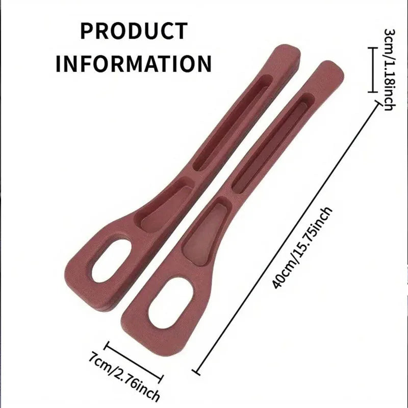 Two pink dual car seat gap filler organizers shown with dimensions.