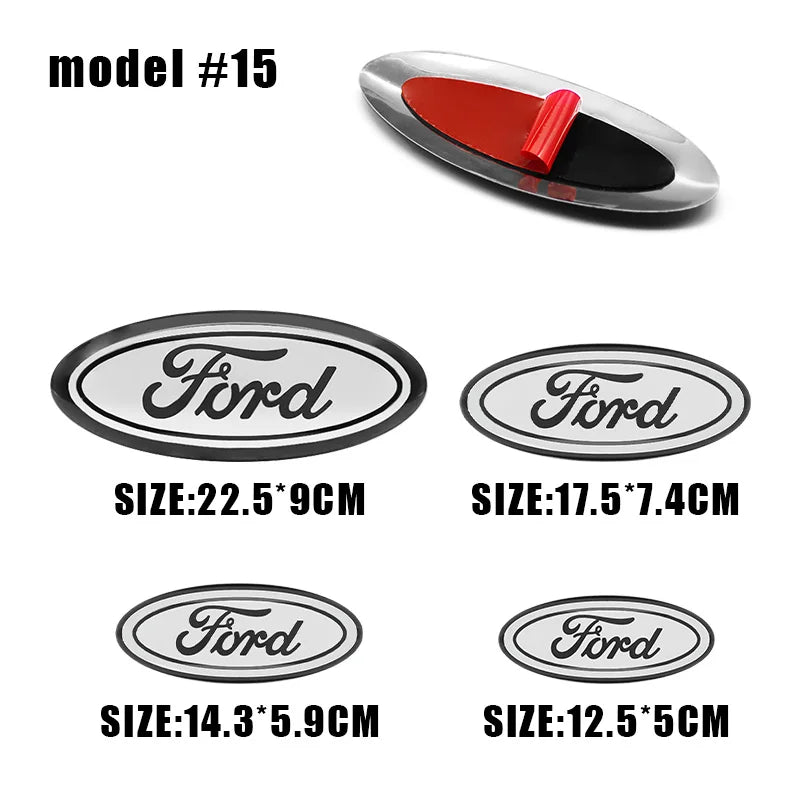 Various size and style Ford aluminum hood and trunk emblem badges and stickers
