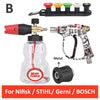 A kit of pressure washer spray guns and accessories for Nifisk, STIHL, Gerni, and Bosch brands.