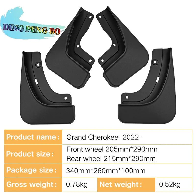 Set of black mud flaps for Jeep Grand Cherokee and Grand Cherokee L models
