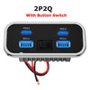 A black charger panel with four ports (PD3.0, QC3.0) and a button switch, connected by wires.