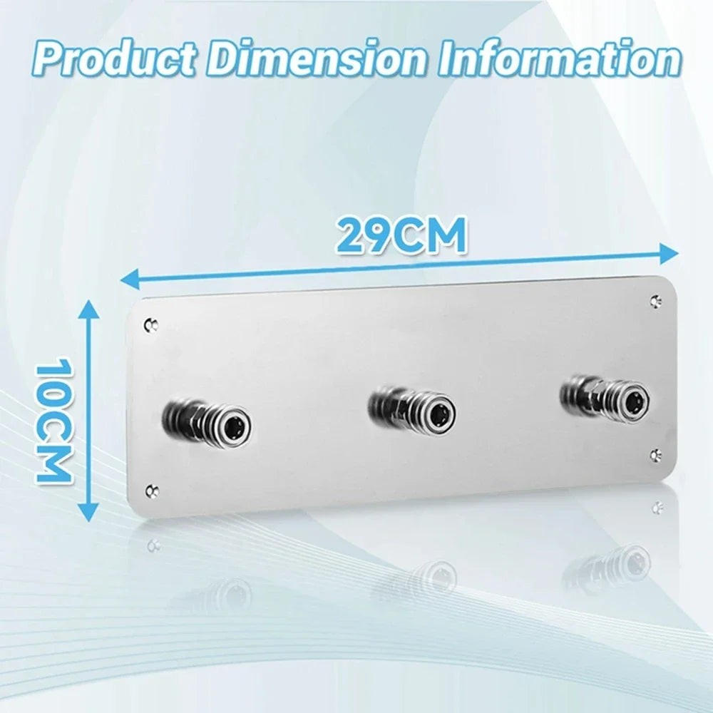 Étagère de stockage pour canon à mousse en acier inoxydable avec adaptateurs rapides, mesurant 29cm x 10cm.