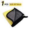One pack of three yellow and black microfiber car washing towels, size 30x60cm.
