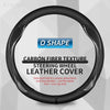 Black leather steering wheel cover with carbon fiber texture and O shape design