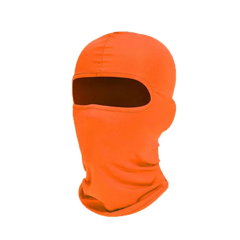 Orange, schnelltrocknende Balaclava-Maske, abgebildet vor weißem Hintergrund.