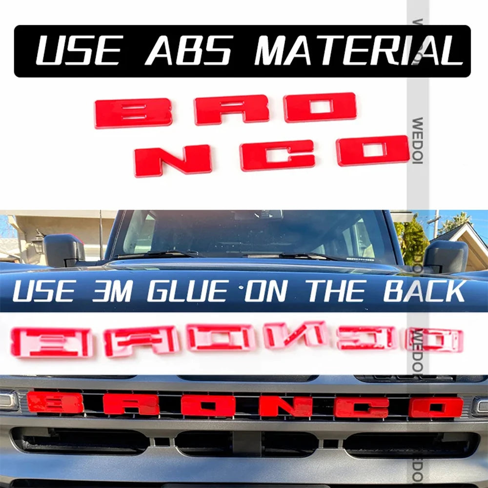 Cache-vis pour badge letter rouge Bronco pour un véhicule Ford Bronco.