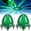 Two green watermelon LED marker lights with silver bases and electrical wires