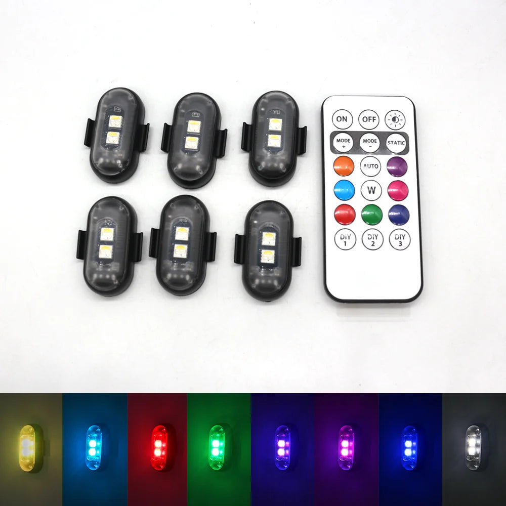 Ensemble de lumières LED sans fil rechargeables multifonctions pour voiture et télécommande avec fonctions marche/arrêt et af