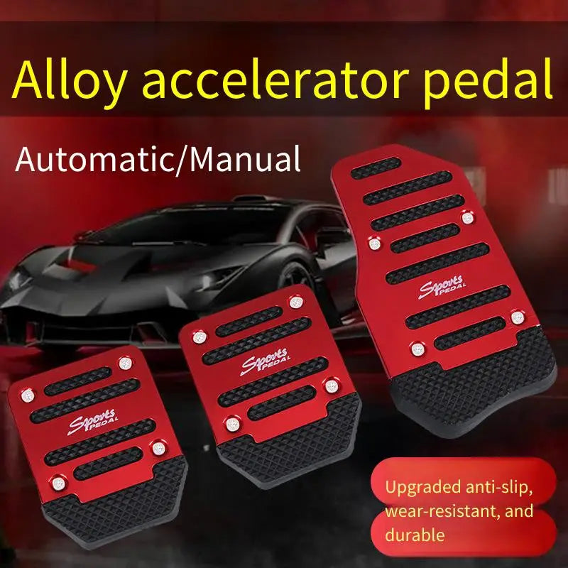 Rotes Legierungs-Beschleuniger-Pedal-Set für Automatik- oder Schaltwagen, zeigt die manuelle Version.