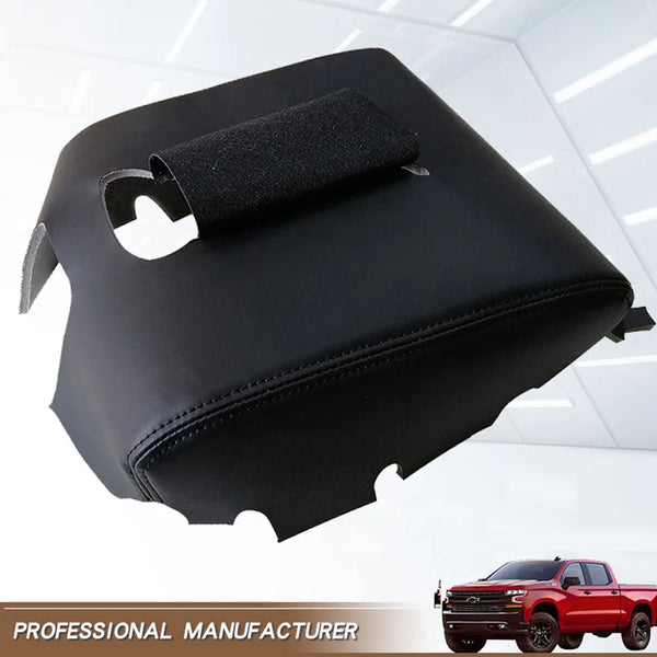 Black microfiber leather armrest cover for a truck