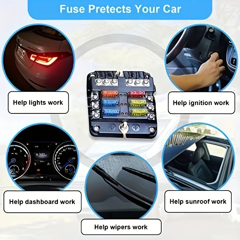 Assortment kit of various car fuses with multiple colored connectors designed to help various car functions work
