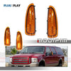 Feux de position LED ambre pour rétroviseurs latéraux d'un pick-up Ford Super Duty rouge.