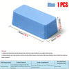 A light blue rectangular polishing wax bar with dimensions 76mm by 35mm.