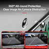 A product image showing a clear image lens protector set for a car camera, demonstrating 360° all-round protection.