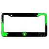 Black and neon green license plate frame with a skull design